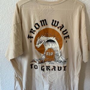 Champs Beige Graphic Tee - Wave Design